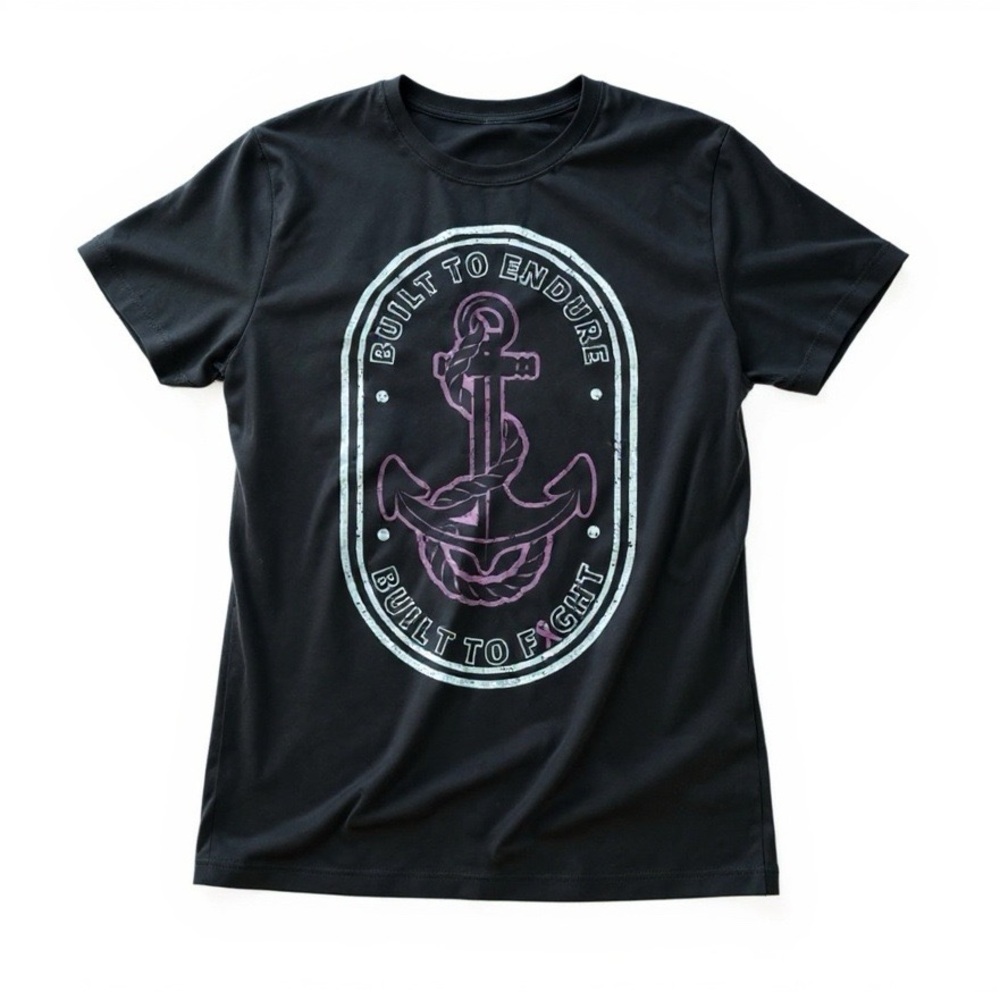 the Lift Box Endurance Black Short Sleeve Tee with Anchor Graphic